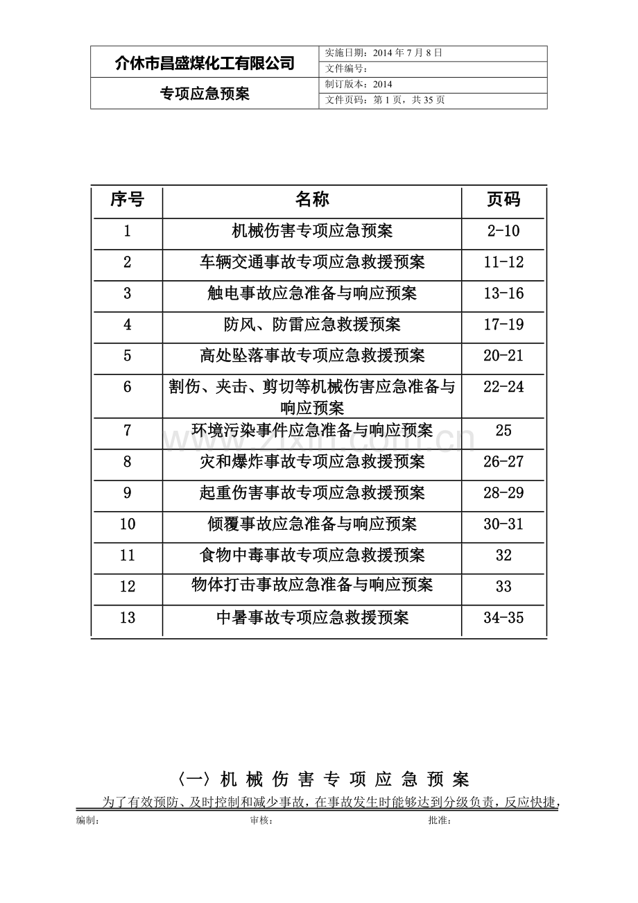 煤化工专项应急救援预案.docx_第1页