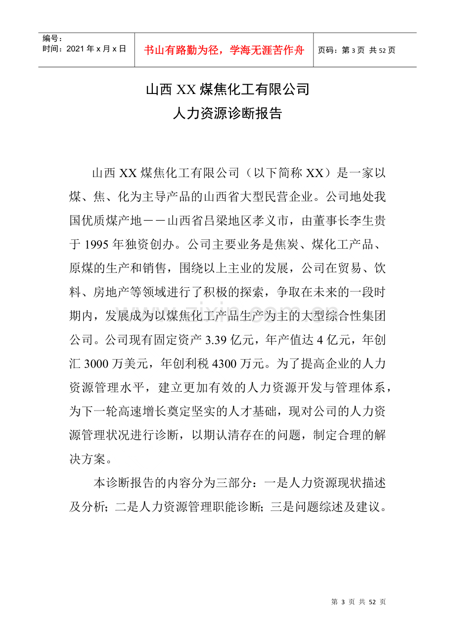 煤焦化工有限公司人力资源诊断报告(1).docx_第3页