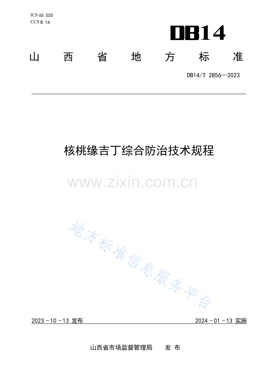 DB14T+2856—2023核桃缘吉丁综合防治技术规程.docx_第1页