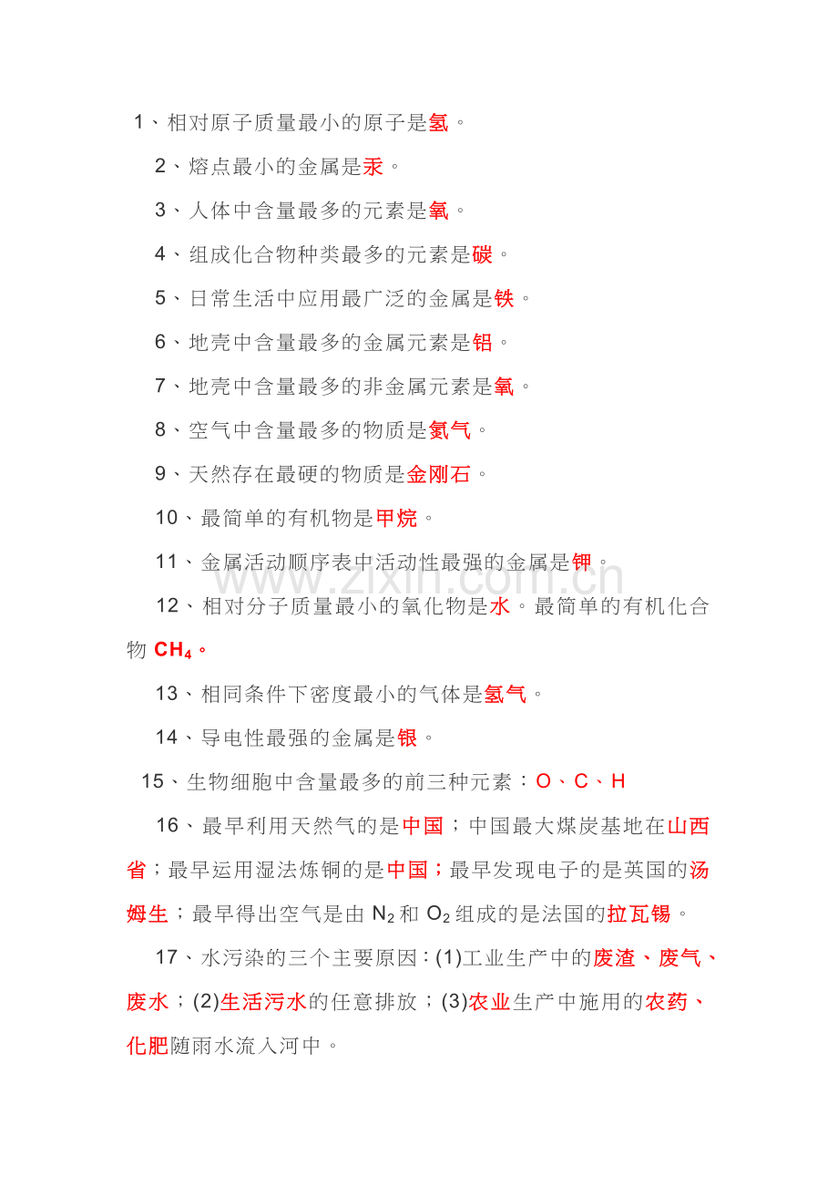 初中化学40个常识知识点总结.doc_第1页