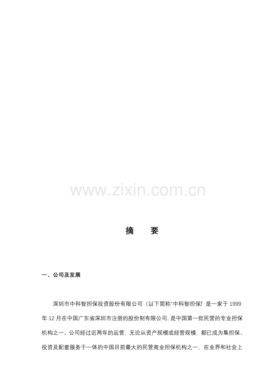 智担保投资股份有限公司商业计划书 .DOC_第1页