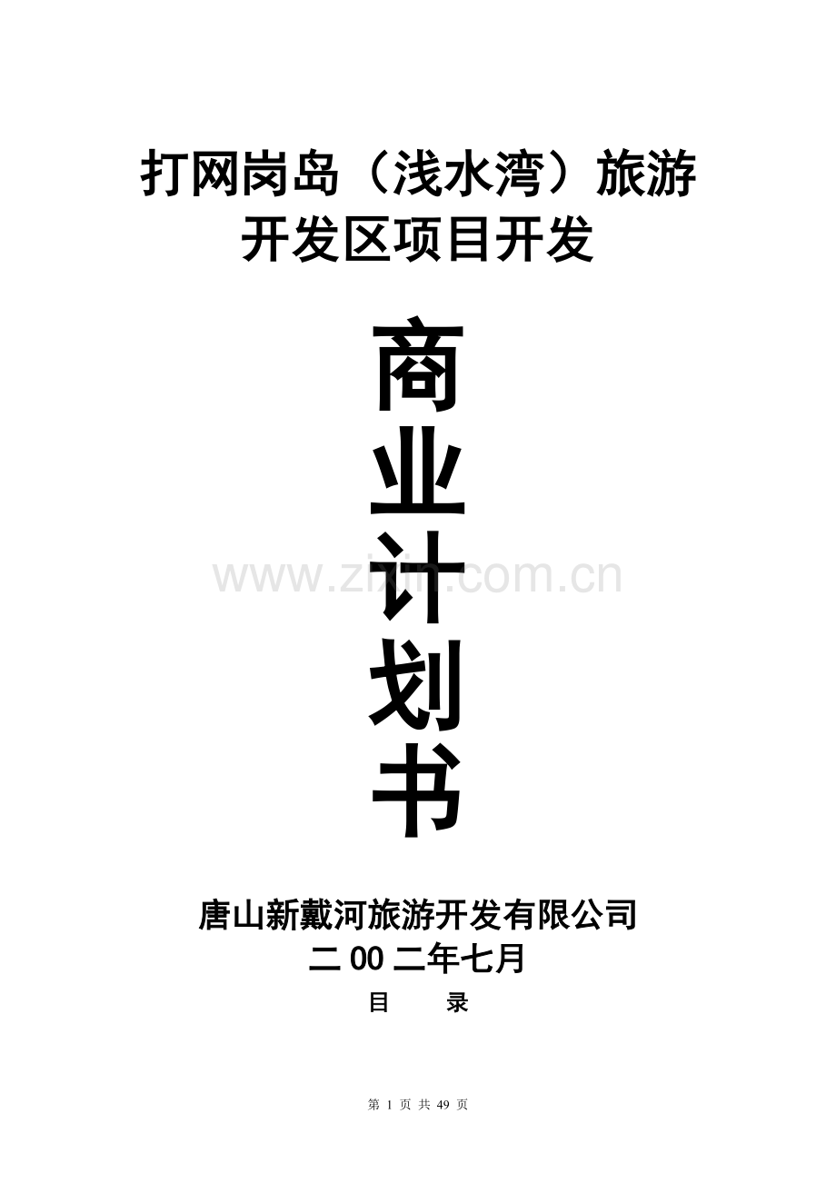 打网岗岛(浅水湾)旅游开发区项目开发商业计划书(doc 53) .doc_第1页
