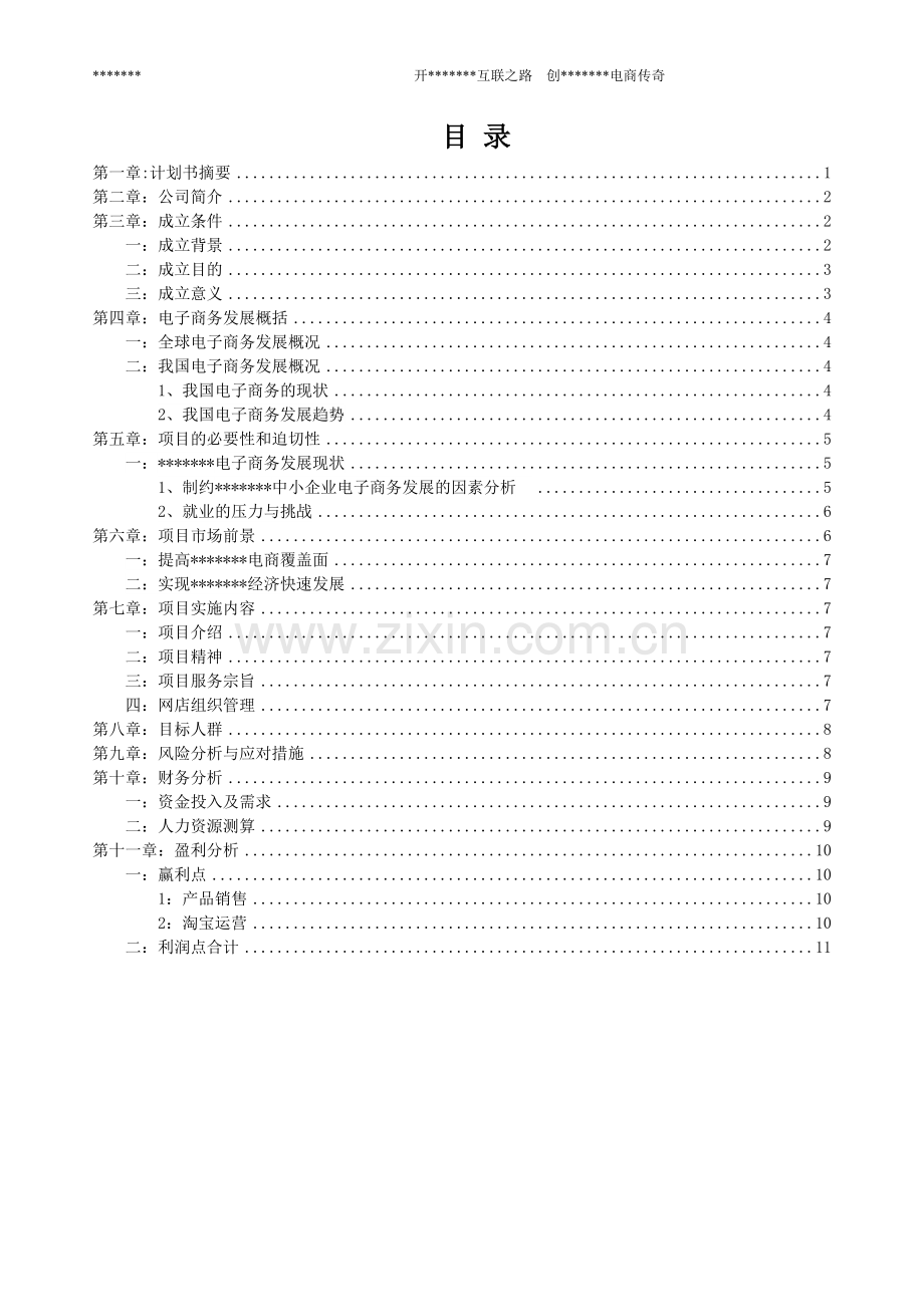 电子商务公司项目创业计划书 .doc_第1页