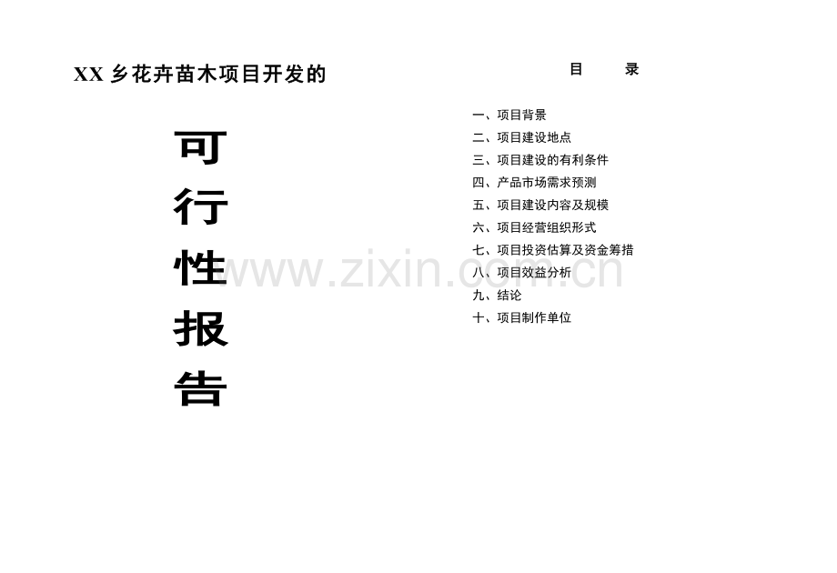 XX花卉苗木项目开发的可行性报告.doc_第1页