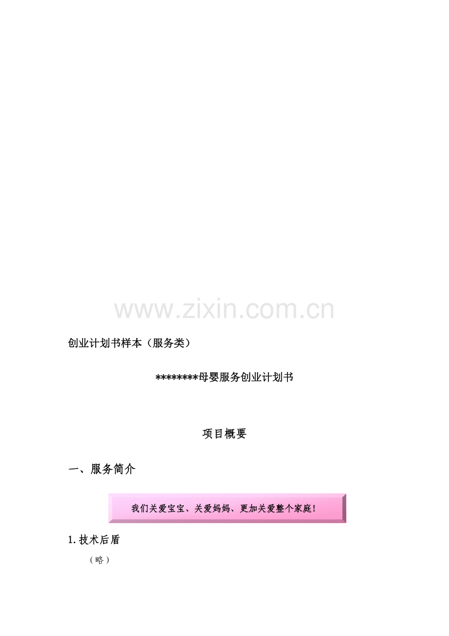 母婴服务创业计划书 .doc_第1页