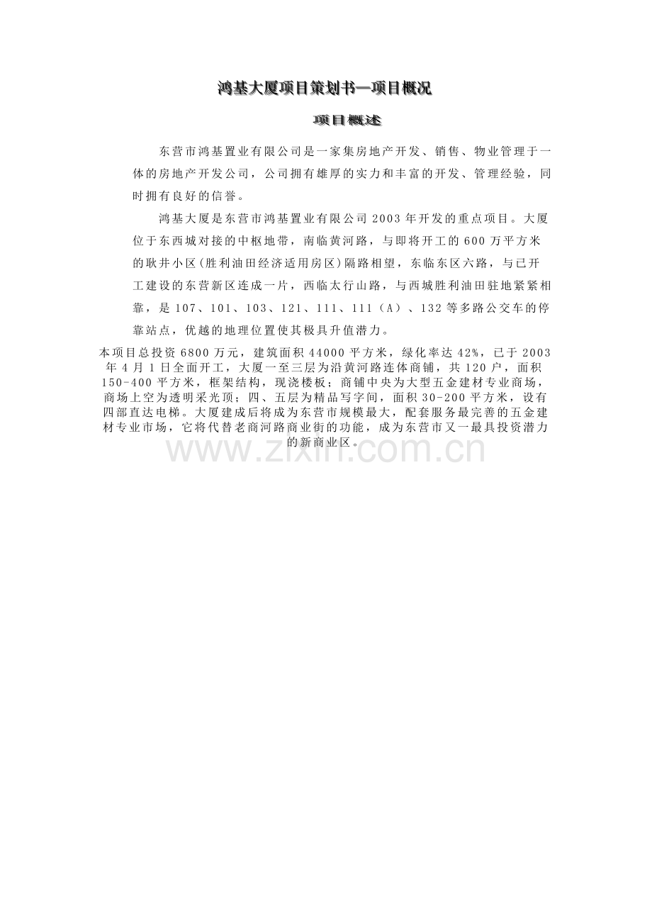 鸿基大厦项目策划书1.doc_第1页