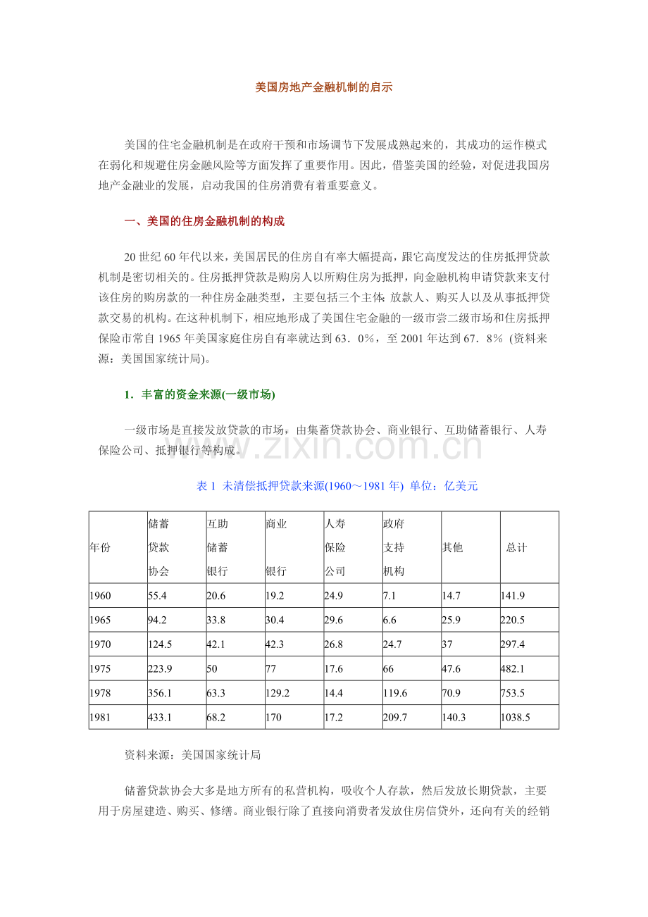 美国房地产金融机制的启示.doc_第1页