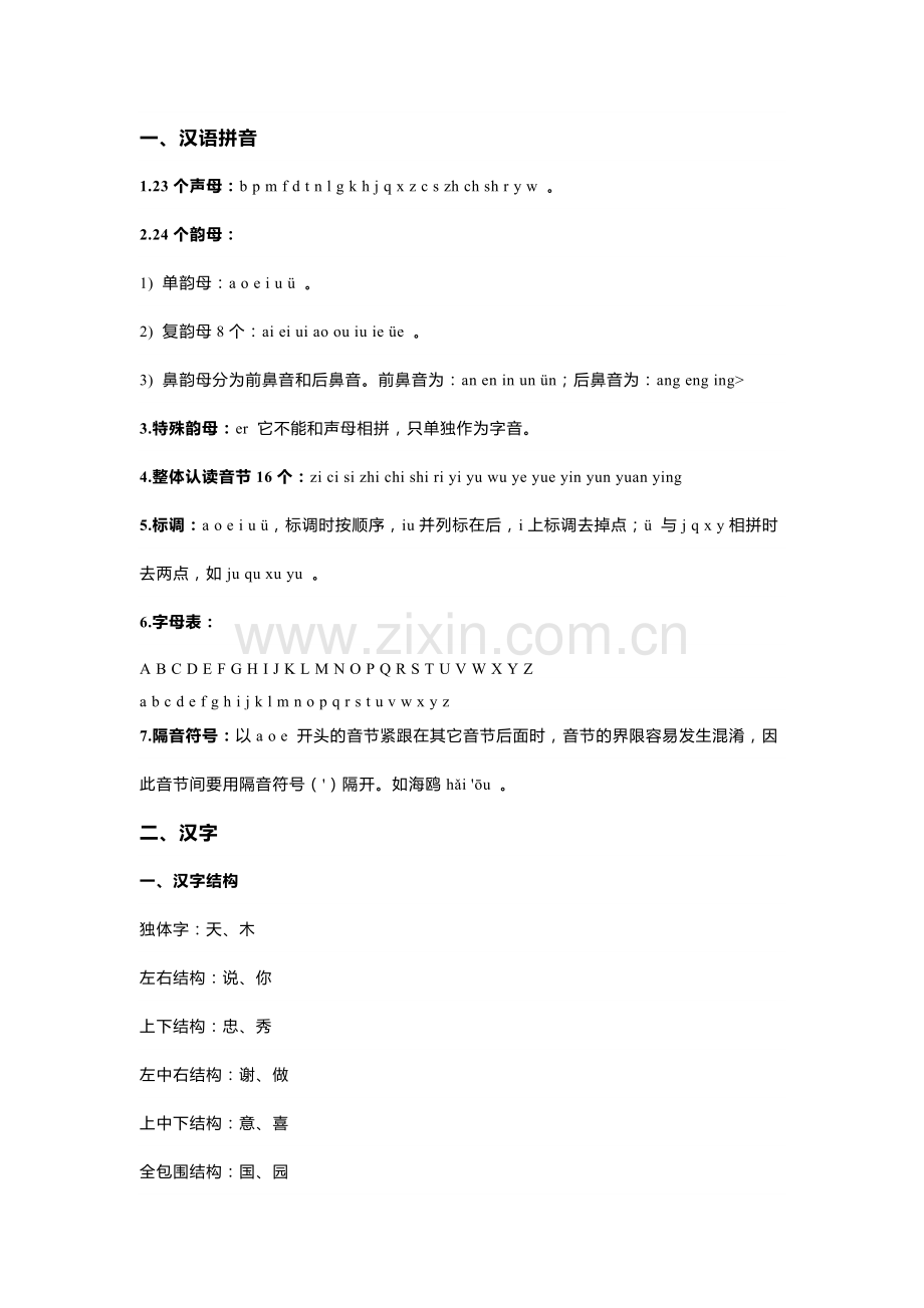 小学语文1-6年级知识点大汇总：字、词、句、修辞、古诗、文学常识.docx_第1页