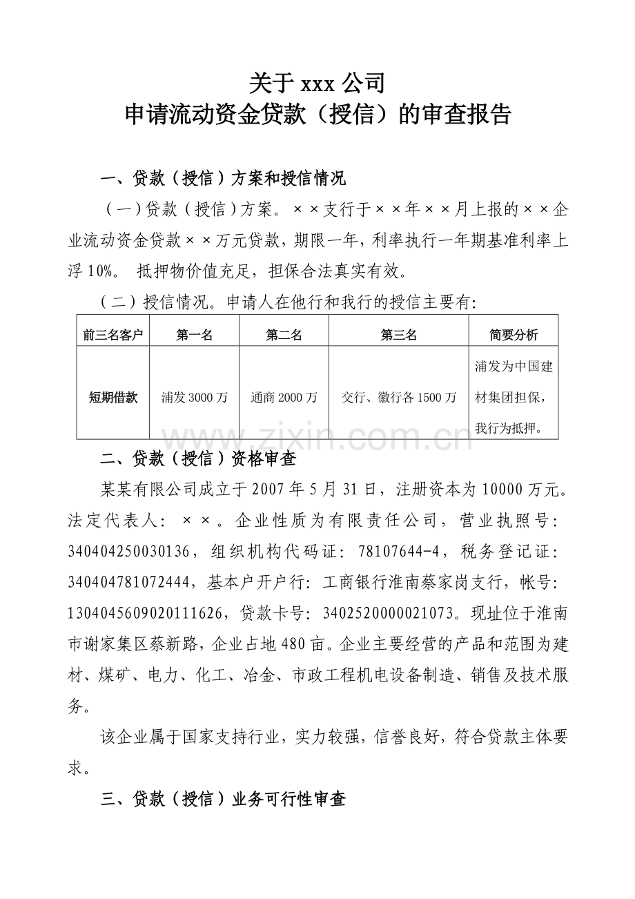 案例流动资金审查报告.doc_第1页