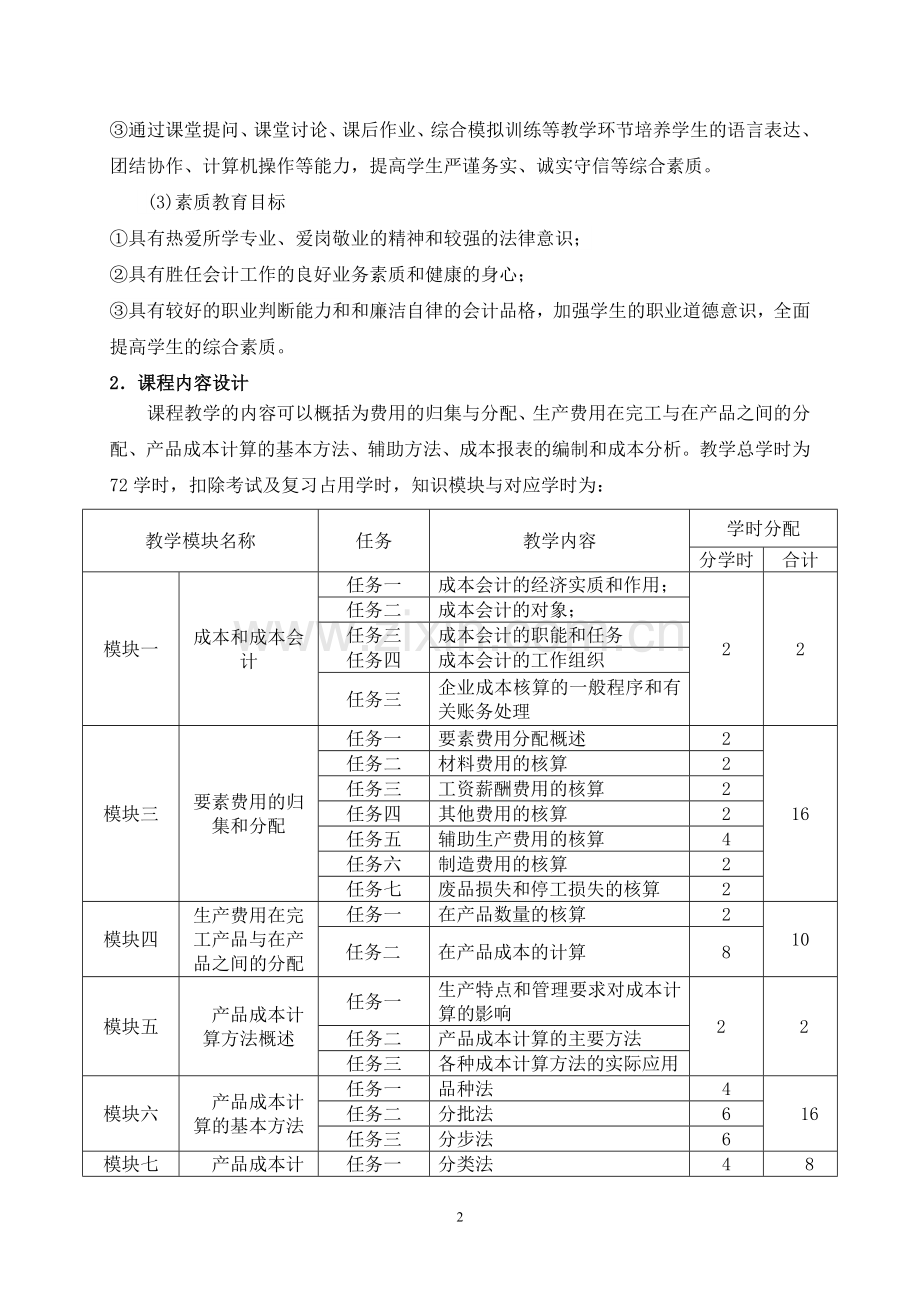成本会计课程设计.doc_第2页