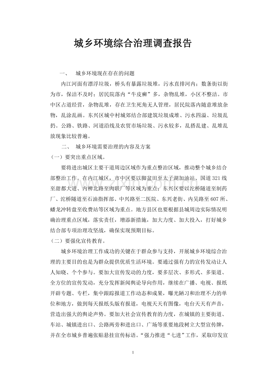 城乡环境综合治理调查实践报告.doc_第1页