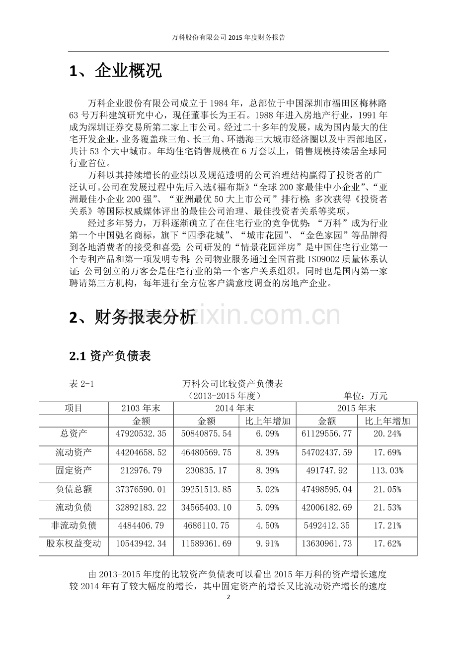 财务报告模板--以万科为例.docx_第2页
