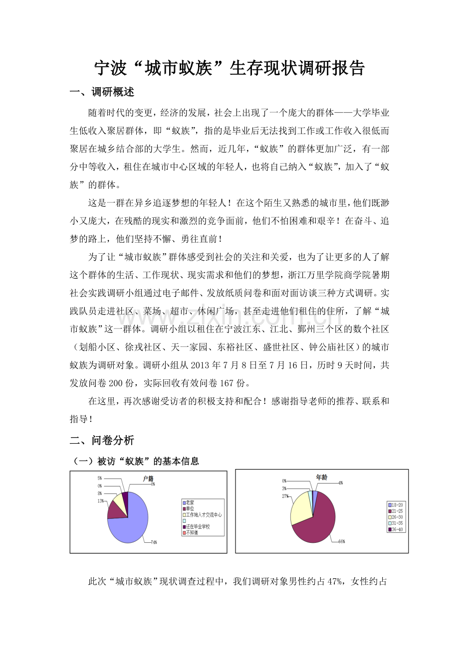 城市蚁族生存现状调研分析报告.doc_第1页