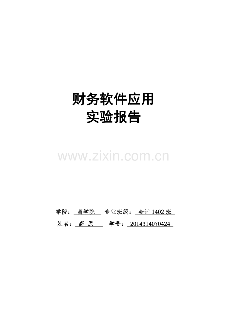 财务软件应用实验报告.docx_第1页