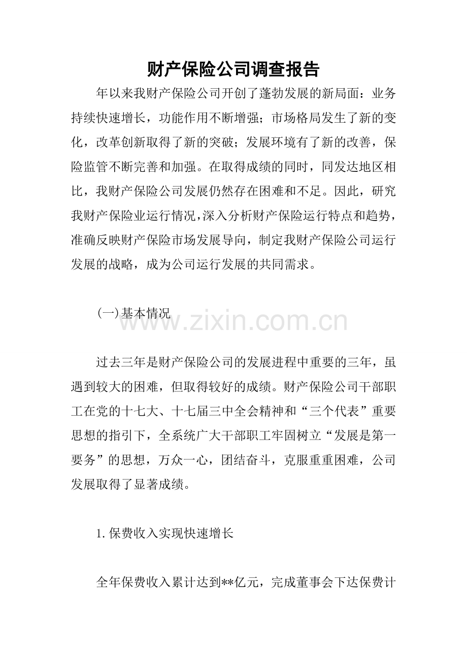 财产保险公司调查报告.docx_第1页