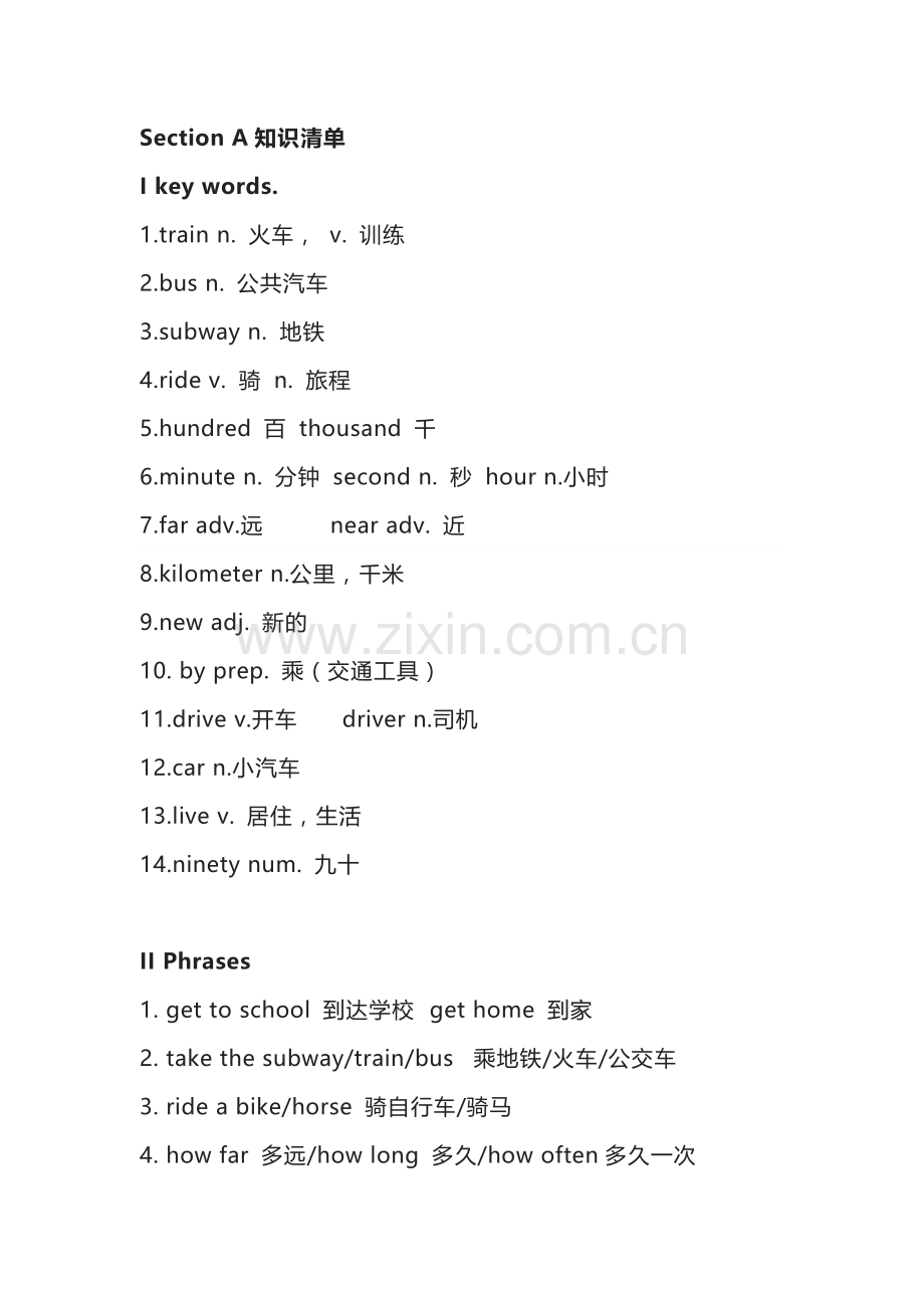 初中英语新目标七年级(下册)Unit 3 知识清单.docx_第1页