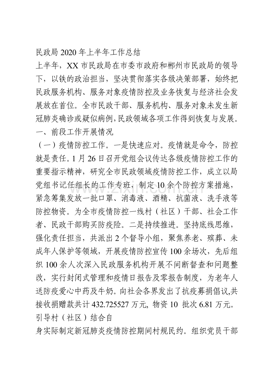 民政局2020年上半年工作总结.doc_第1页