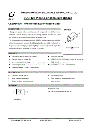 长电二三极管CESD5V0D1 esd静电保护二极管-CESD5V0D1规格书参数_骊微电子.PDF