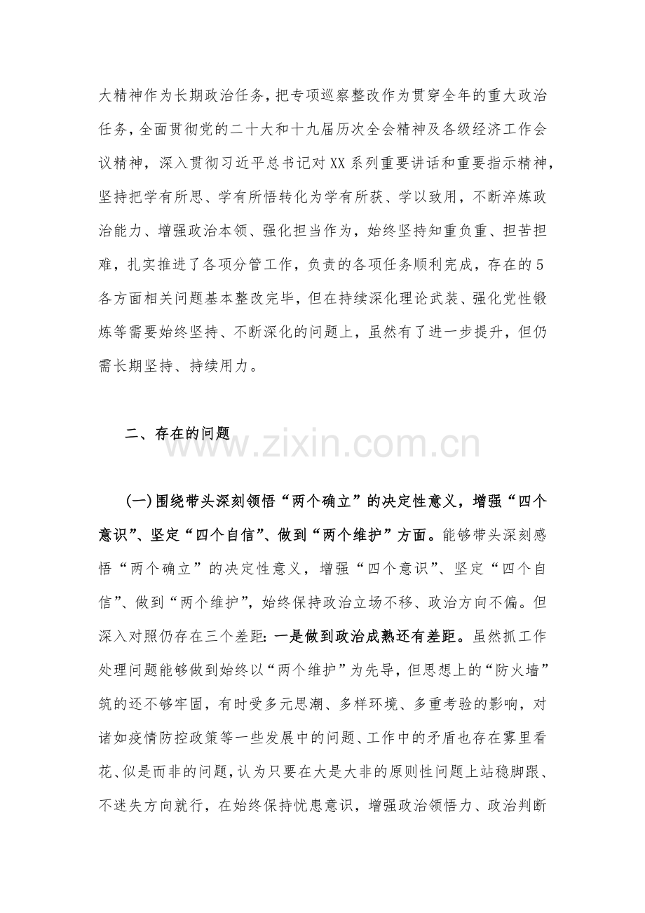 （供参考稿2份）县税务、市政协党组书记2023年在带头落实全面治党政治责任等方面“六个带头”对照检查材料.docx_第2页