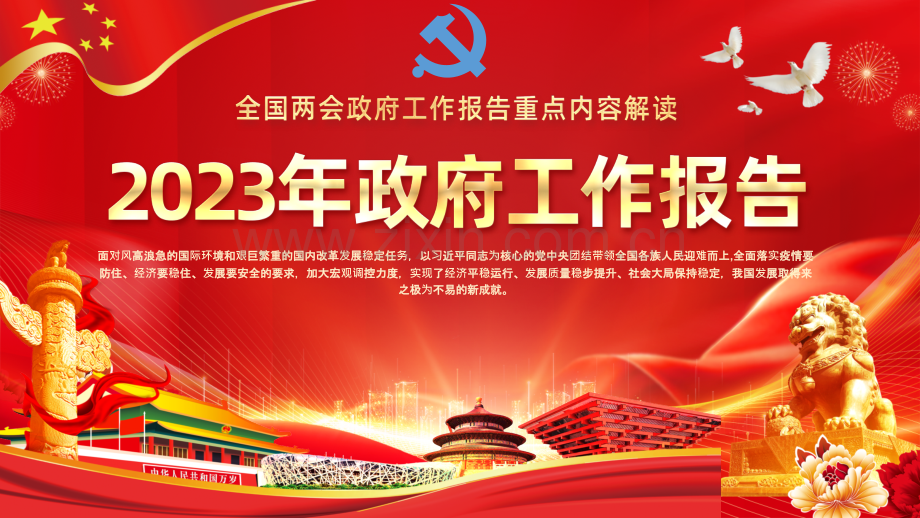 2023年全国两会政府工作报告ppt课件与组织生活会个人发言材料课件【两套供您参考选用】.pptx_第1页