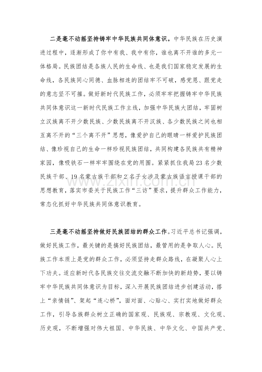 两篇稿：2023年全面加强民族团结进步铸牢中华民族共同体意识专题学习研讨心得体会发言材料.docx_第3页