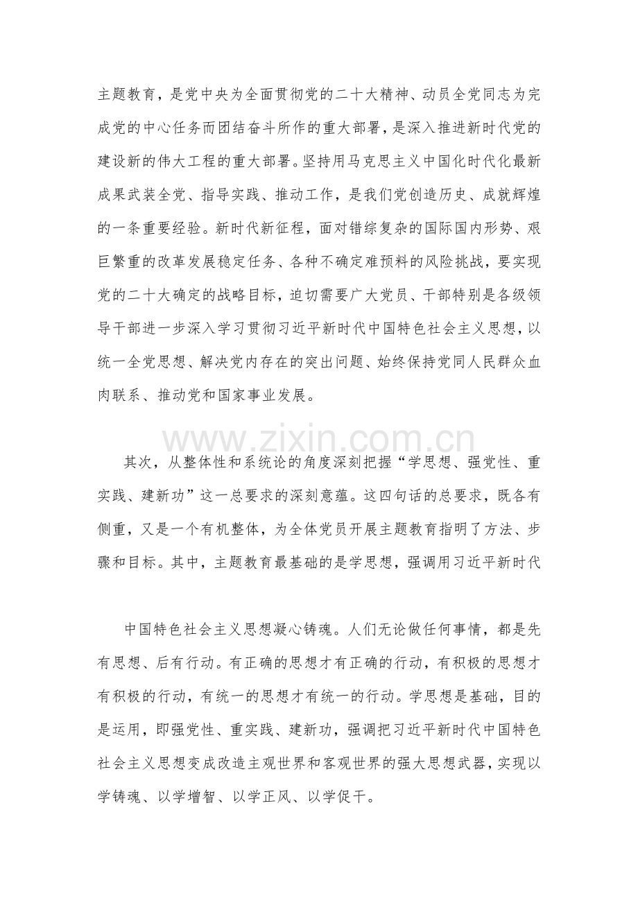 2023年主题教育专题党课讲稿：从整体性和系统论的角度深刻把握主题教育总要求与马克思主义中国化时代化新的飞跃【两篇文】.docx_第2页