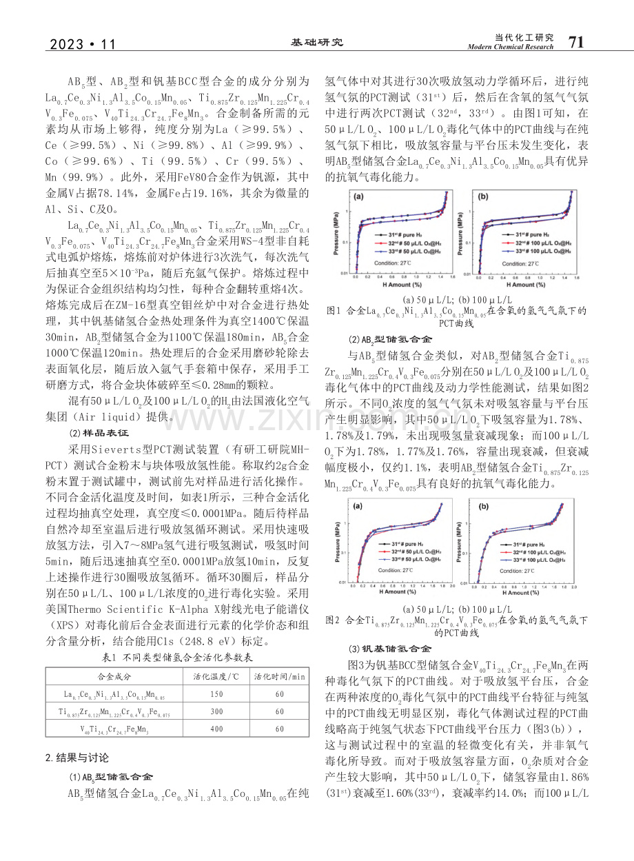 储氢合金抗氧气毒化性能研究_郑欣.pdf_第2页