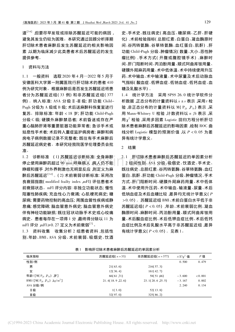 肝切除术患者麻醉后苏醒延迟的影响因素分析_庞金东.pdf_第2页
