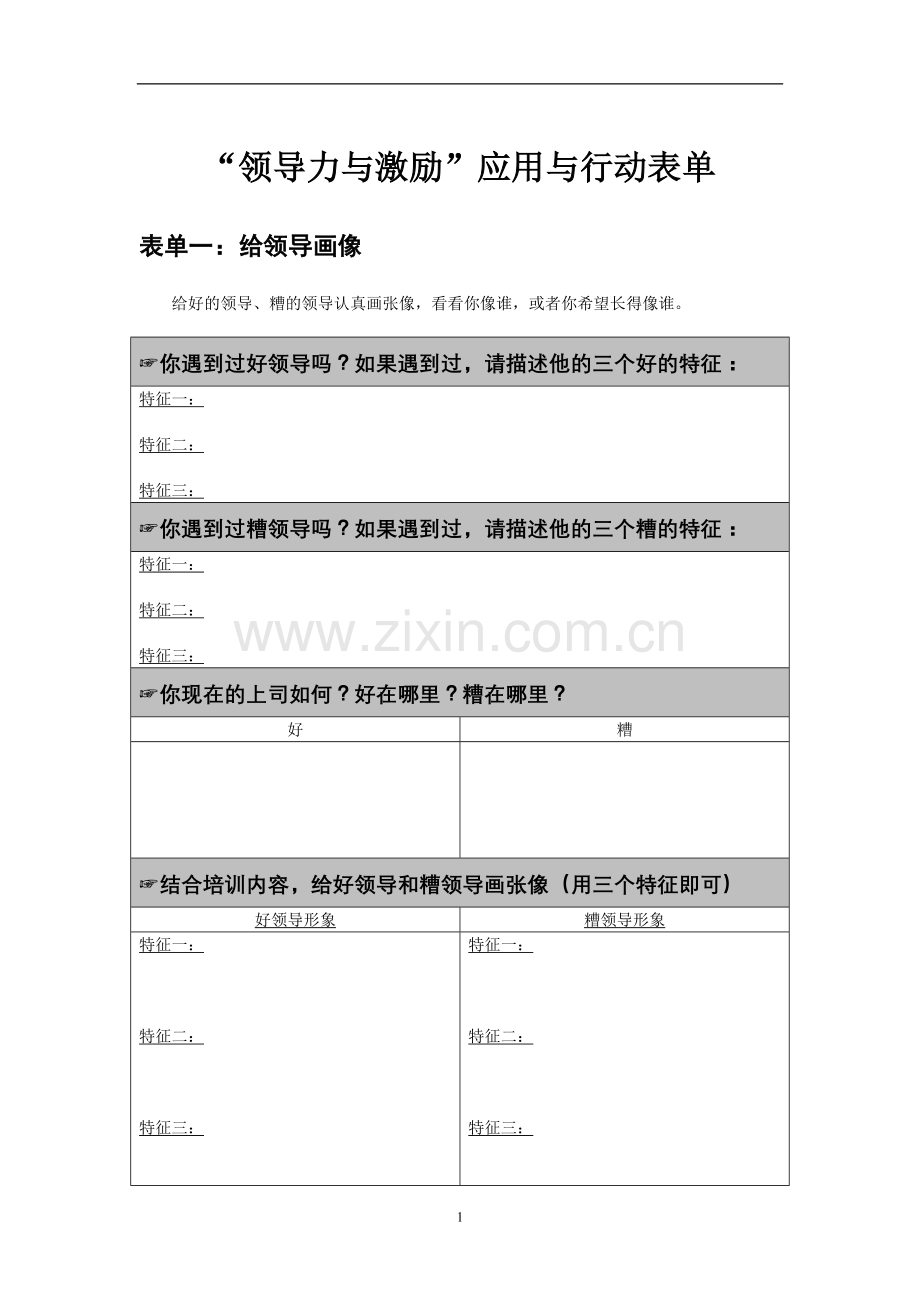 “领导力与激励”应用与行动表单.doc_第1页