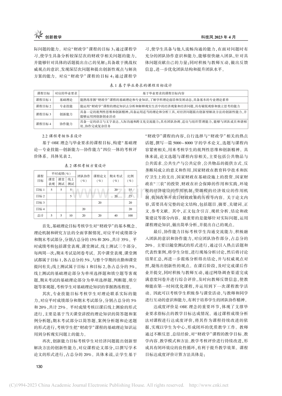 基于OBE理念的“财政学”课程考核体系设计与实践_王伟.pdf_第2页