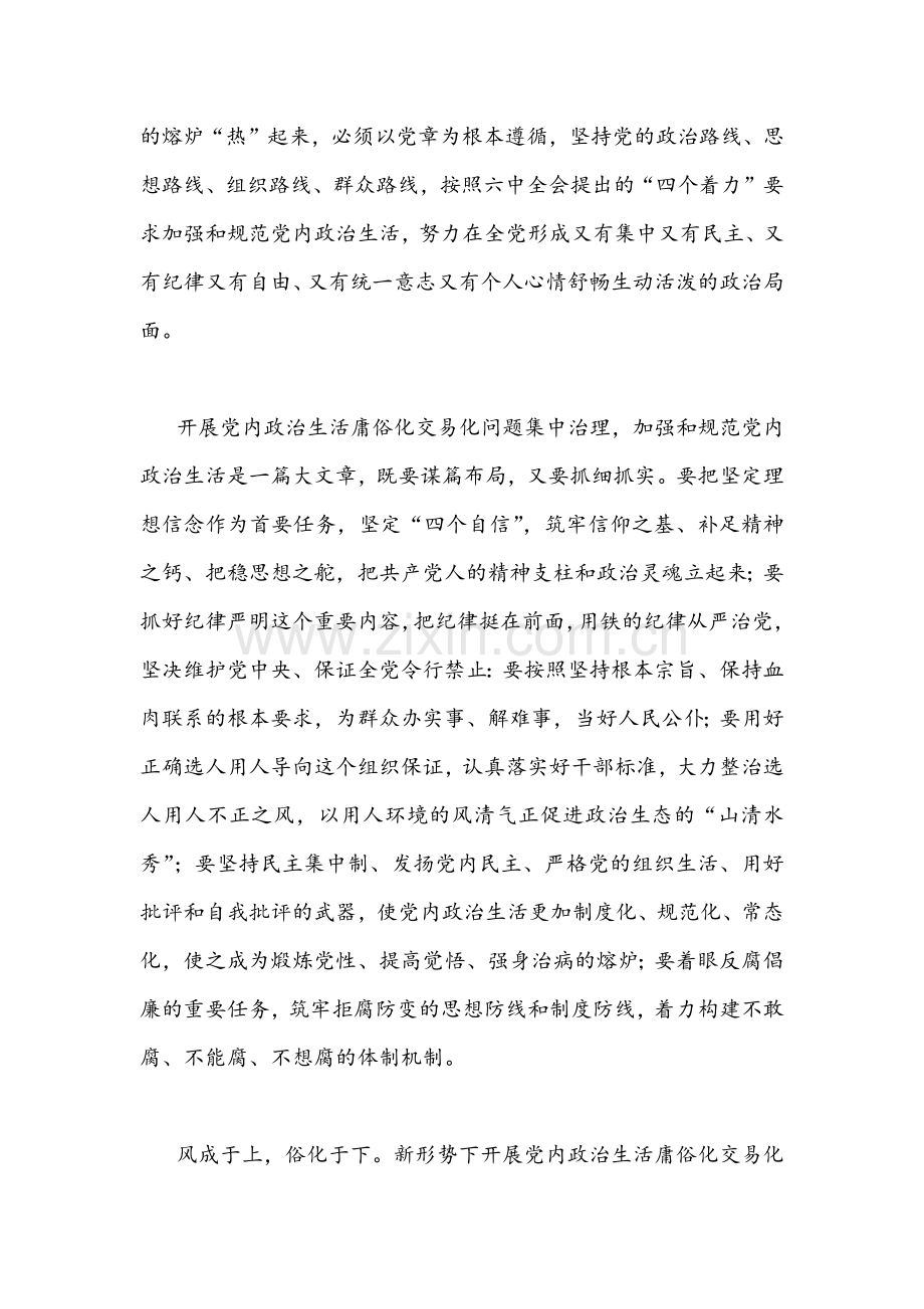 2022年集中治理党内政治生活庸俗化交易化问题专题研讨心得交流发言材料文（通用稿2份）.docx_第2页