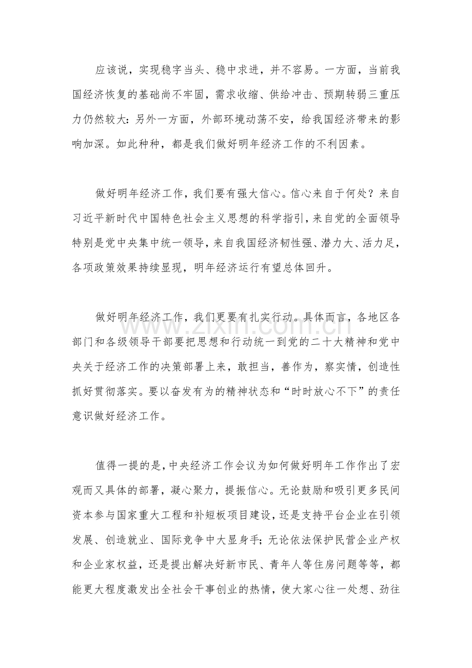 学习2023年中央经济工作会议心得体会材料1110字文.docx_第2页