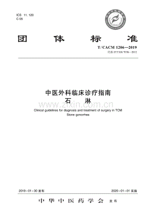 T∕CACM 1206-2019 （代替 ZYYXH∕T 196-2012）中医外科临床诊疗指南 石淋.pdf