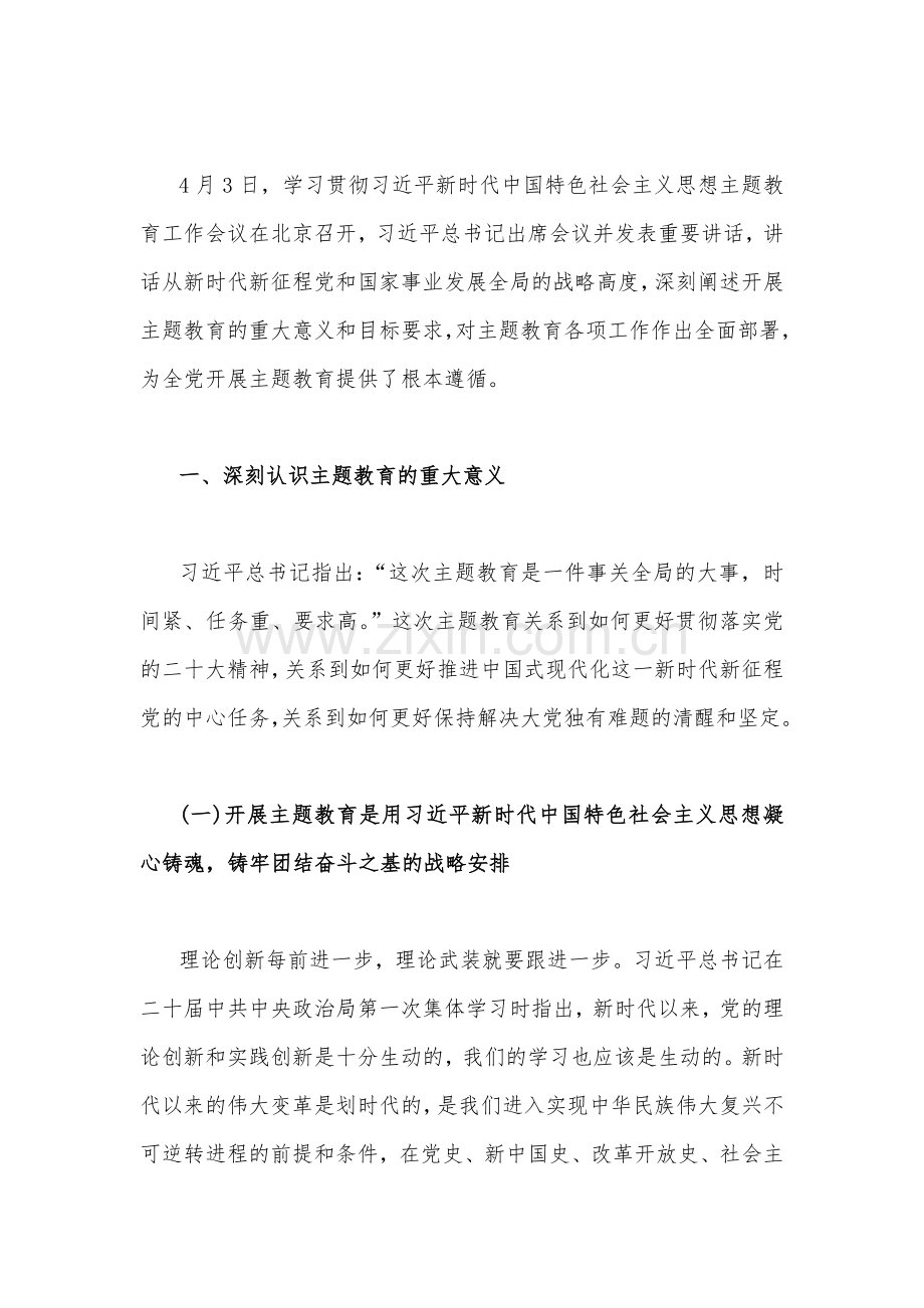 2023年主题教育专题党课讲稿4篇与在主题教育动员部署会上的讲话提纲(六篇)汇编供参考.docx_第2页