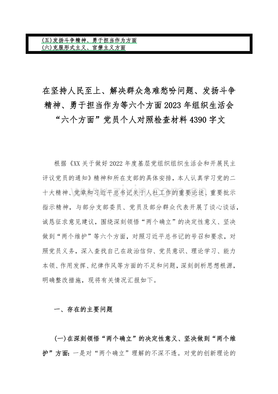 12篇范文稿在牢记为党分忧、为党奉献、坚持人民至上、解决群众急难愁盼问题等“六个方面”对照检查材料.docx_第2页