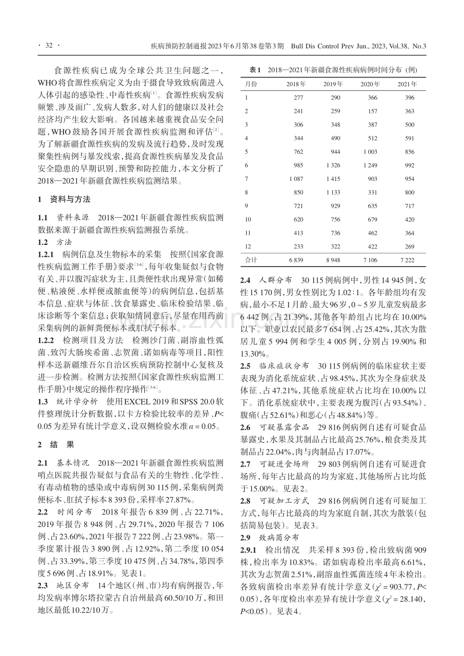 2018—2021年新疆食源性疾病监测分析_王庆国.pdf_第2页