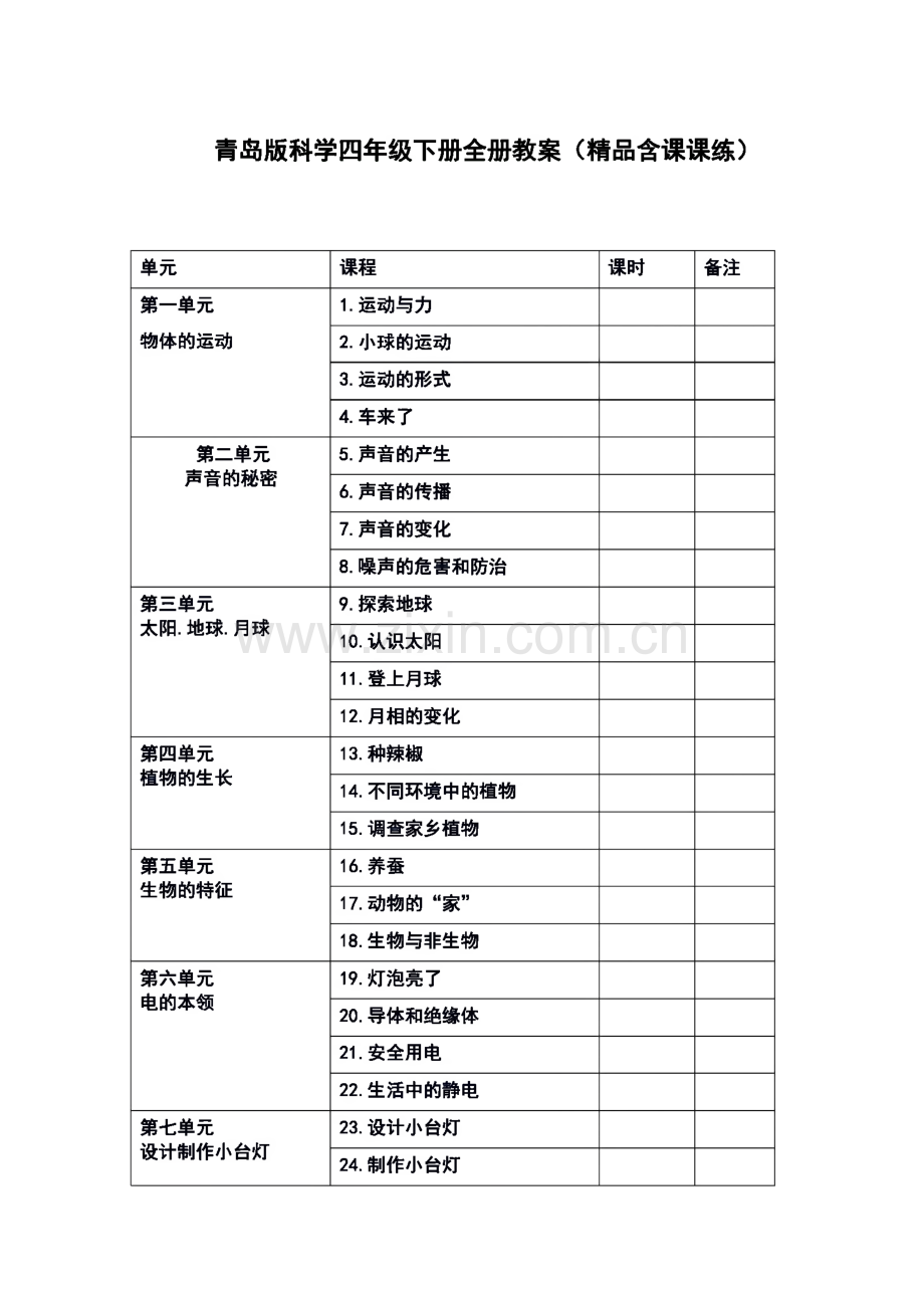 青岛版科学四年级下册全册教案.pdf_第1页