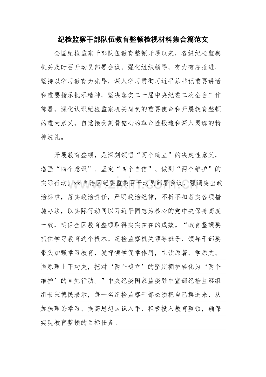 纪检监察干部队伍教育整顿检视材料集合篇范文.docx_第1页