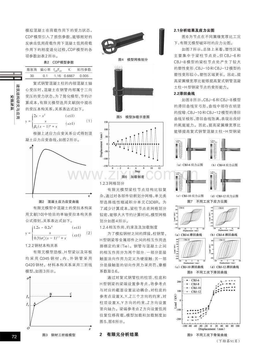 复式钢管混凝土柱-H型钢梁节点抗震性能有限元分析.pdf_第2页