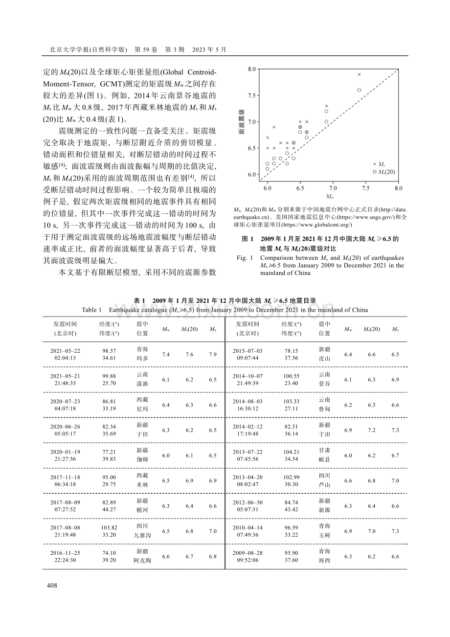 从震源破裂过程角度分析中国大陆强震面波震级高于矩震级的原因.pdf_第2页