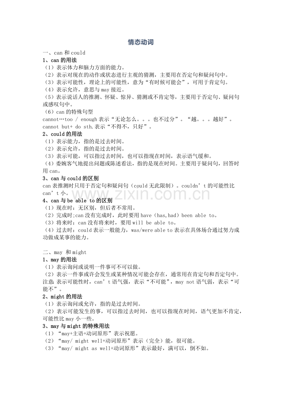 高考英语语法“情态动词”用法小结.docx_第1页