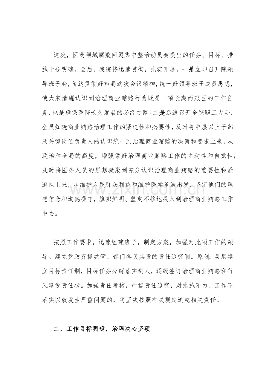 2023年医院院长在医药领域腐败问题集中整治工作动员会上的讲话稿、廉洁个人自查自纠报告（共四篇）.docx_第2页
