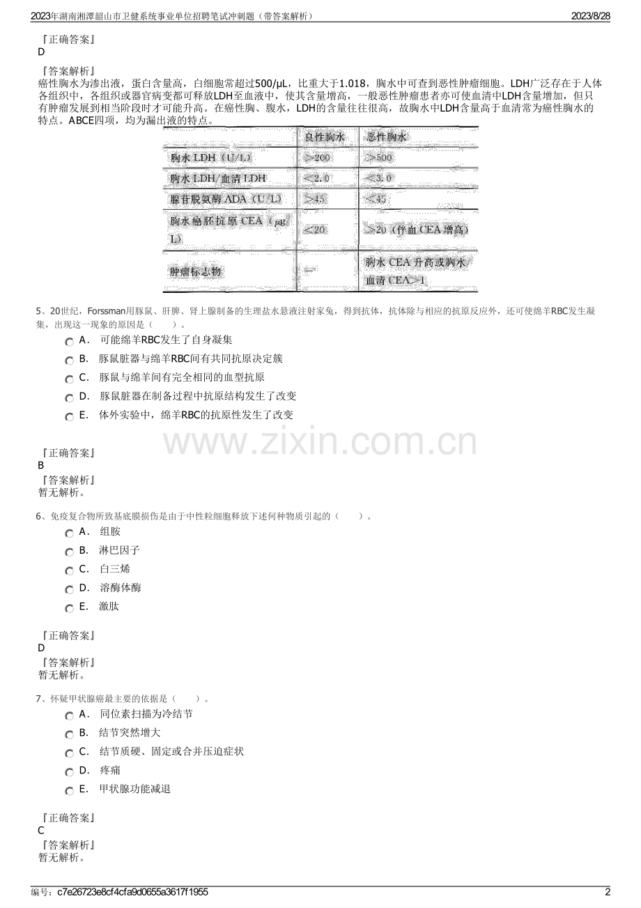2023年湖南湘潭韶山市卫健系统事业单位招聘笔试冲刺题（带答案解析）.pdf_第2页
