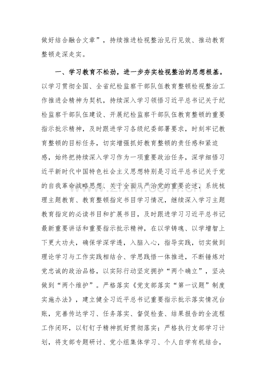 关于在传达学习贯彻教育整顿检视整治工作推进会精神发言稿范文.docx_第2页