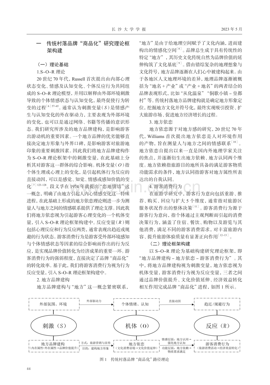 S-O-R理论框架下传统村落品牌“商品化”路径探析——以张谷英村为例.pdf_第2页