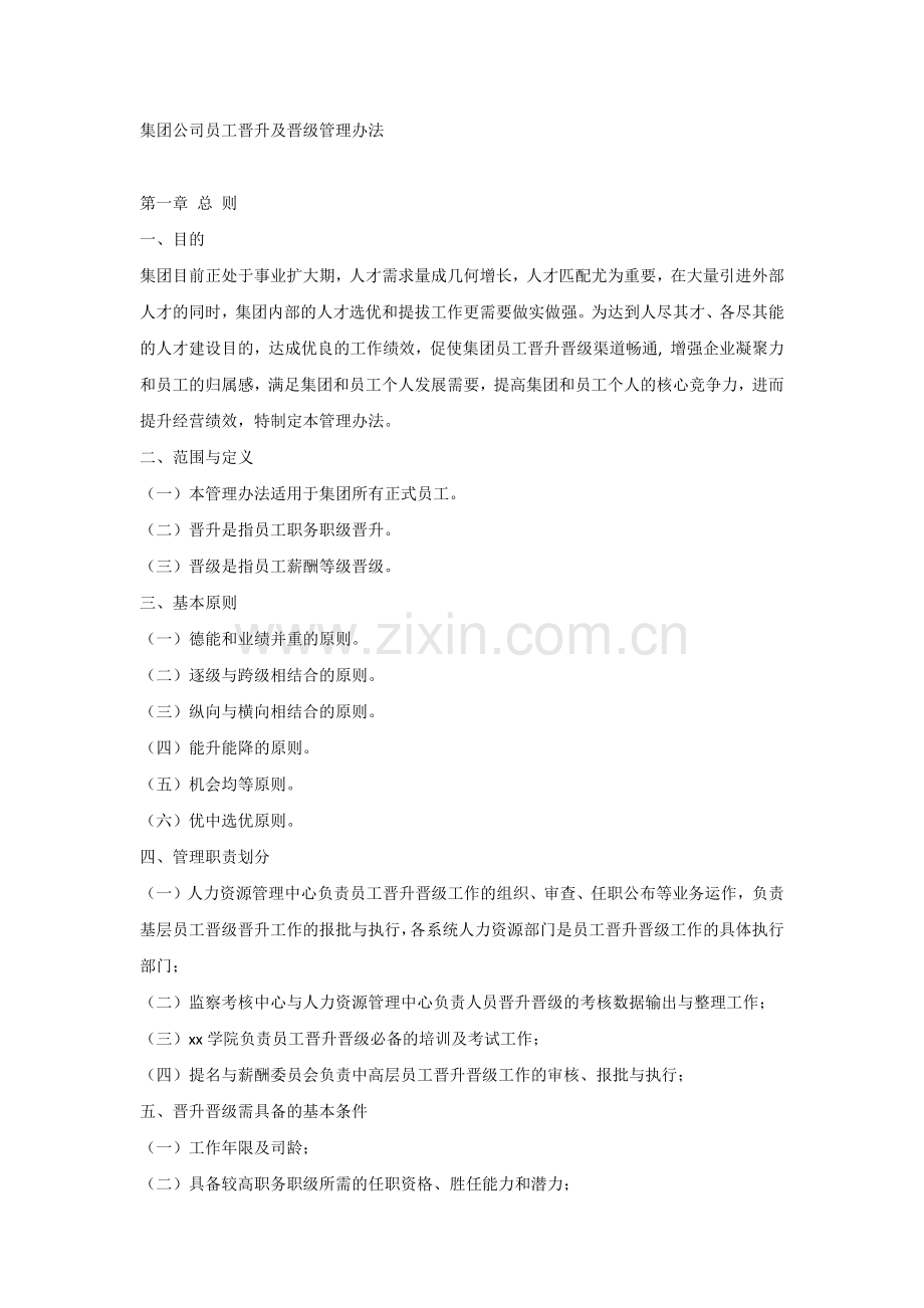集团公司员工晋升及晋级管理办法.docx_第1页