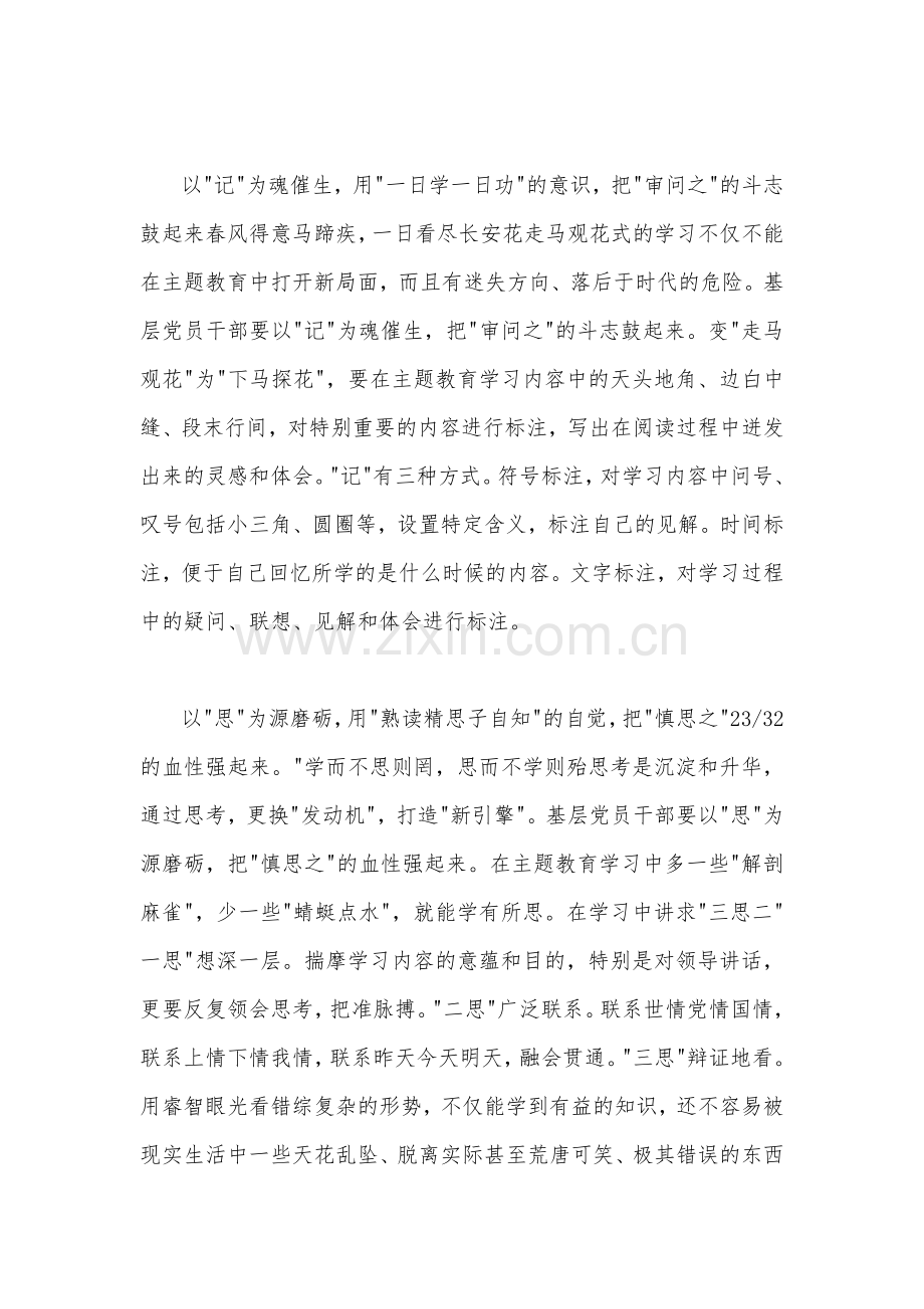 2023年推动第二批主题教育学习心得体会感想与第二批主题教育专题研讨发言材料【两篇文】.docx_第2页