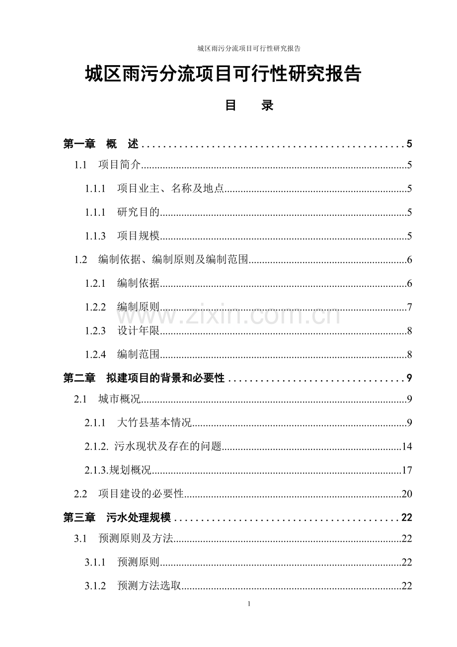 城区雨污分流项目可行性研究报告.doc_第1页