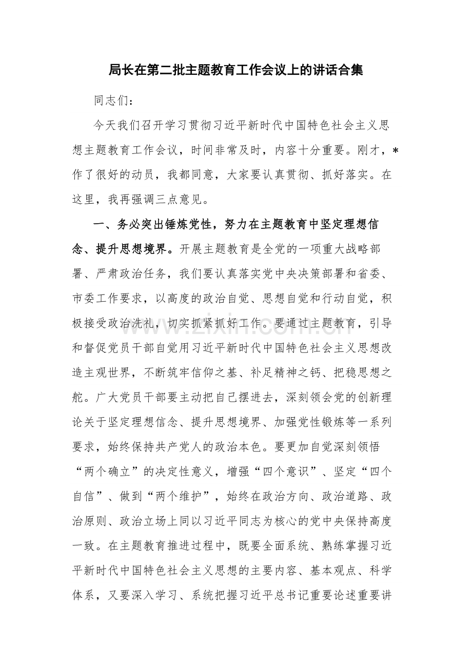 局长在第二批主题教育工作会议上的讲话合集.docx_第1页