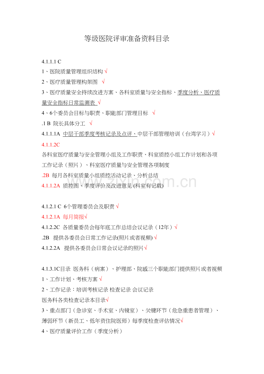 等级医院评审准备资料目录.docx_第1页
